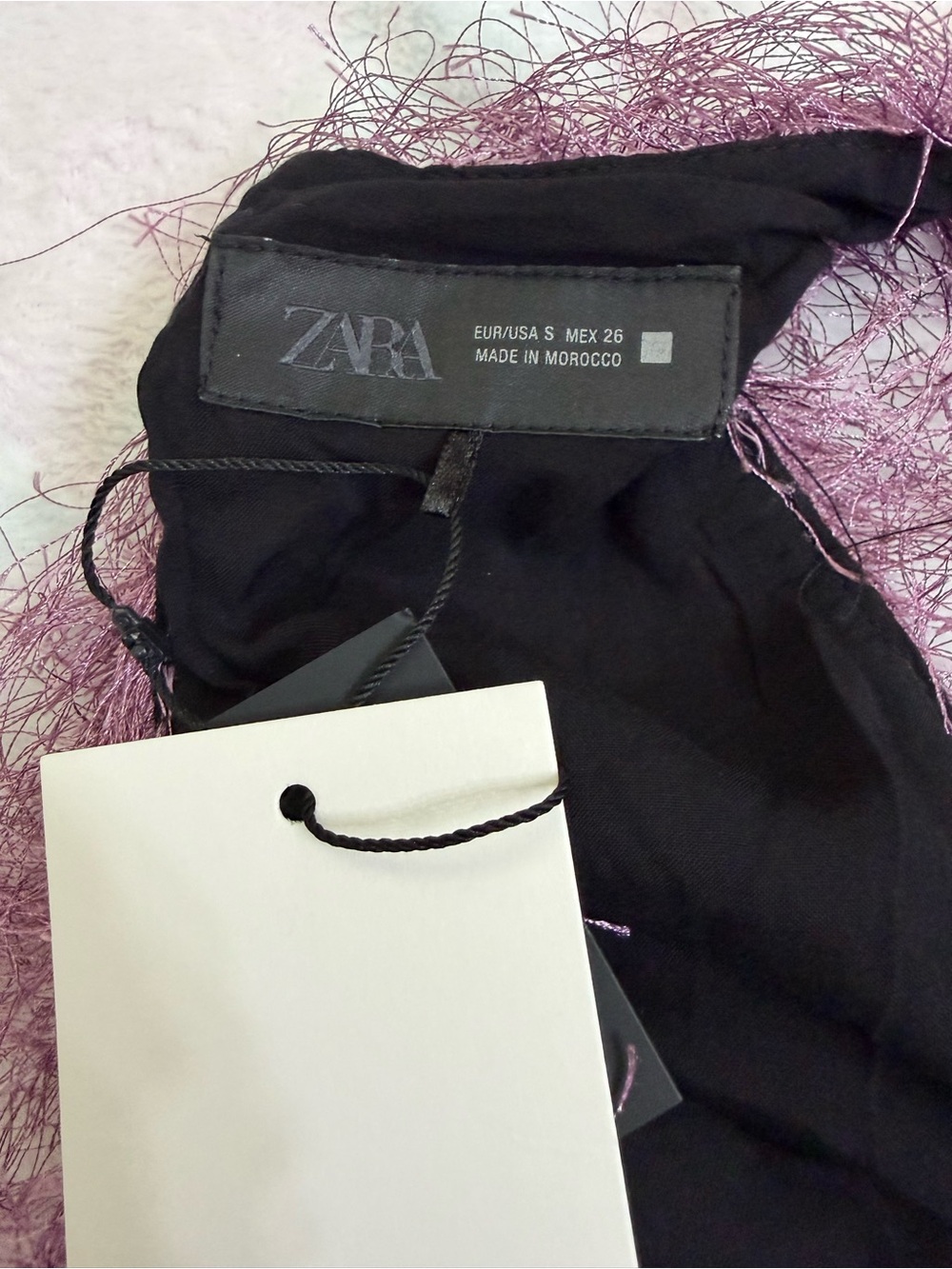 Zara Purple Fuzzy Fringe Crop Top - Picture 3 of 4